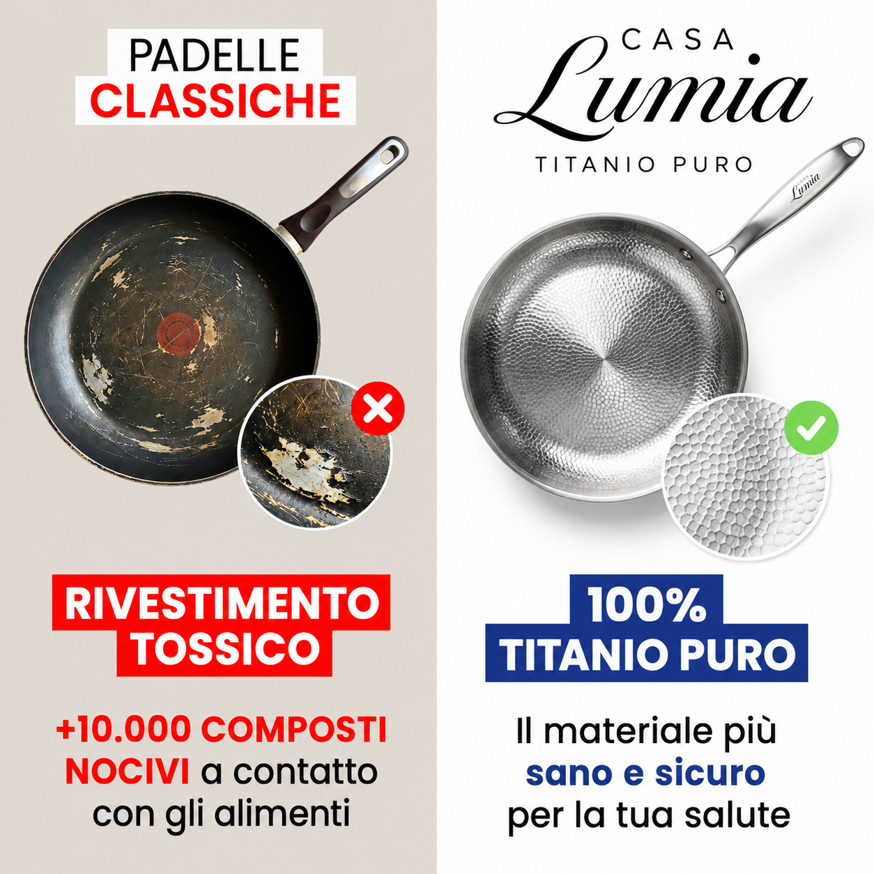 Padella in Titanio Puro al 100% per una Cucina Senza Tossine